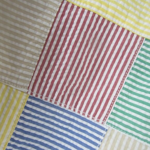 New Ralph Lauren Sport Womens 2 Yellow Red  Striped Seersucker Shorts Patchwork - Picture 2 of 7